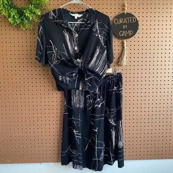 Vintage Patterned Set (Top + Skirt)